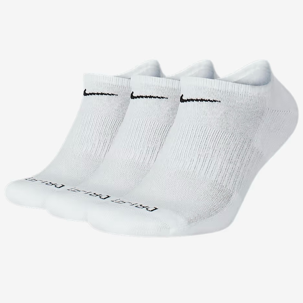 Nike Everyday Plus Cushion Training No-Show Dri-Fit Socks, 3 Pairs (White)